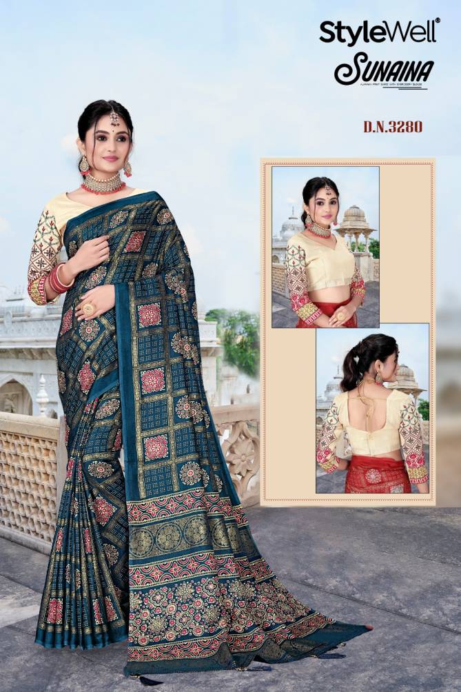 Sunaina By Stylewell Silk Printed Sarees Wholesale Price In Surat